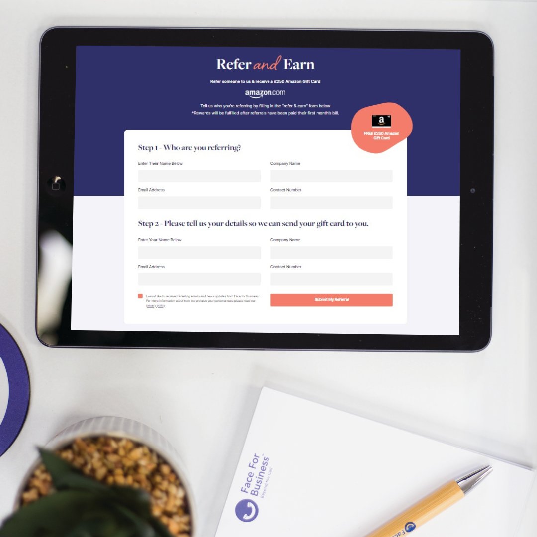 Attention to all our valued clients! 

Recommend us to someone in your network who might also benefit from the reliable call answering or live chat services our PAs deliver and there could be  an Amazing voucher heading your way! 

Find out more here:
ffb.co.uk/refer-and-earn/