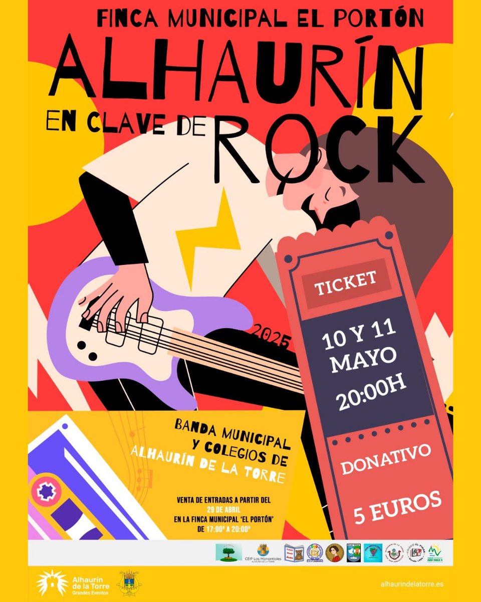🎶ALHAURÍN EN CLAVE DE ROCK🤘🏼| Tenemos una nueva cita, esta vez con todos los colegios del pueblo con un coro de más de 400 niños.
Interpretaremos canciones de pop y rock español que todos conoceréis.
¡No te quedes sin tu entrada!

🗓️10-11/05
🕣20h
📍Finca El Portón

#suenaBMMAT