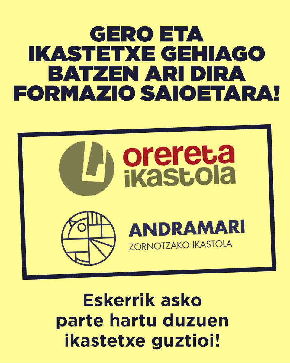 Formazio saioak martxan ikastetxeetan!
Hurrengo egun eta asteetarako hainbat saio prest ditugu, animatu zaitezte!

Informazio gehiago: