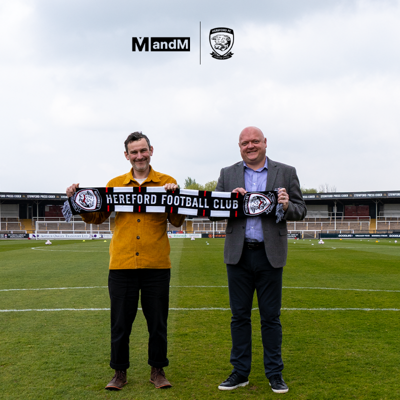 HerefordFC's tweet photo. NEWS 🗞️ | Hereford FC is delighted to announce a landmark partnership with MandM.

Read more below. 
#COYW ⚪️⚫️