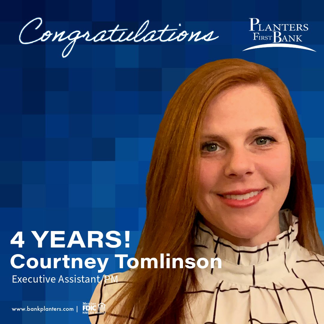 bankplanters's tweet photo. Thank you for your hard work and dedication to Planters First Bank. Happy Anniversary, Courtney! https://t.co/OMjPdueZd7