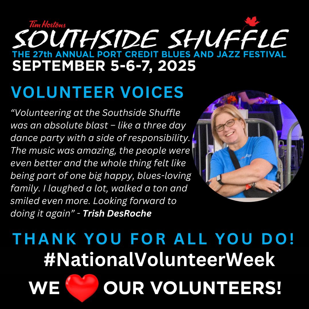 It's National Volunteer Week, and we're sharing what Trish had to say about volunteering with the Southside Shuffle! Thank you, Trish, and thank you to the hundreds of incredible volunteers who are the heart and soul of the Southside Shuffle and make it all happen! 💙🎶🙌