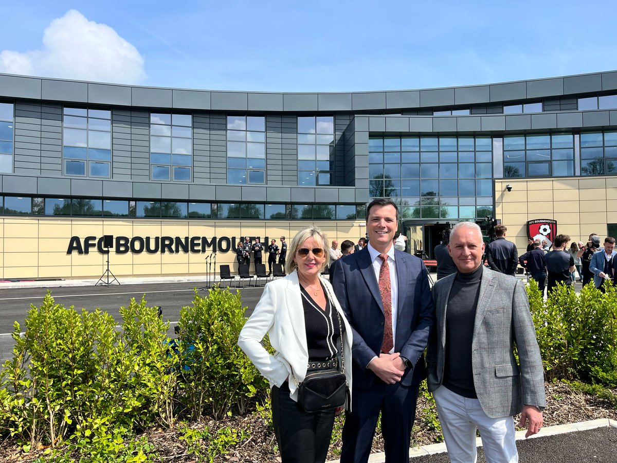 Dorset Chamber CEO Ian Girling joined fellow VIPs at the grand opening of Premier Business Partner AFC Bournemouth's stunning new £32m state-of-the-art training facility.

Caron Khan, Dorset Chamber Board Director | Rob Mitchell,  AFC Bournemouth | Ian Girling, Dorset Chamber