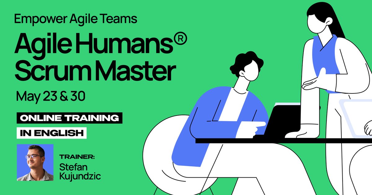 Agile Humans® (@agilehumans) on Twitter photo Certified Agile Humans® Scrum Master Training is back in English! 🌍
🗓️ May 23 & 30 | 🕘 9 AM–5 PM (CET) | 📍 Online via Zoom
✅ Master Scrum roles, events & principles
✅ Gain real-world techniques
✅ Earn your Agile Humans® Certificate
👉 Register at team@agilehumans.city Certified Agile Humans® Scrum Master Training is back in English! 🌍
🗓️ May 23 & 30 | 🕘 9 AM–5 PM (CET) | 📍 Online via Zoom
✅ Master Scrum roles, events & principles
✅ Gain real-world techniques
✅ Earn your Agile Humans® Certificate
👉 Register at team@agilehumans.city