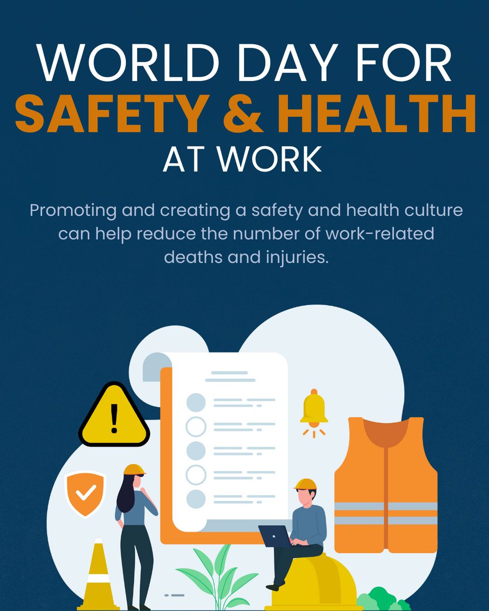 IowaACP's tweet image. April 28 is World Day for Safety and Health at Work! Let’s raise awareness, prevent work-related injuries, and build a culture where every workplace is safe and healthy. 💼⚠️ #SafetyAndHealthAtWork