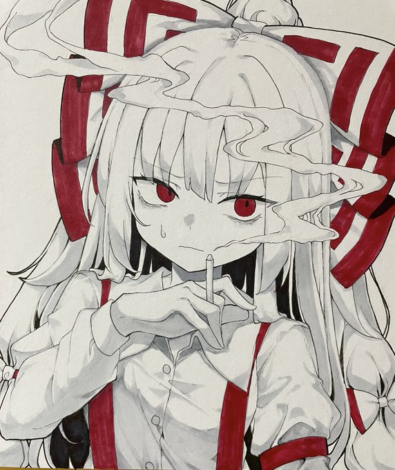 藤原妹紅　イラスト色紙　2枚　もこ式ワン子スキー専用 藤原妹紅 イラスト色紙 2枚 もこ式ワン子スキー専用 藤原妹紅