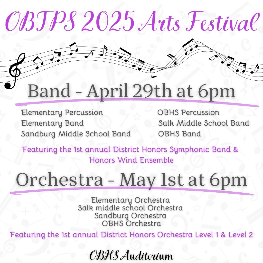 OBHS Music & Marching Arts (@obmusicandmarch) on Twitter photo It’s OBTPS Arts Festival time, including first-ever performances by District Honors Symphonic Band, Honors Wind Ensemble & level 1-2 Honors Orchestra, each of which includes grade 4-8 musicians hand-picked by their music teachers! <a href="/obhs_announce/">OBHS Announcements</a> <a href="/FazioSally/">Mrs. Fazio 💜</a> <a href="/OldBridgeTPS/">The Bridge</a> It’s OBTPS Arts Festival time, including first-ever performances by District Honors Symphonic Band, Honors Wind Ensemble & level 1-2 Honors Orchestra, each of which includes grade 4-8 musicians hand-picked by their music teachers! <a href="/obhs_announce/">OBHS Announcements</a> <a href="/FazioSally/">Mrs. Fazio 💜</a> <a href="/OldBridgeTPS/">The Bridge</a>