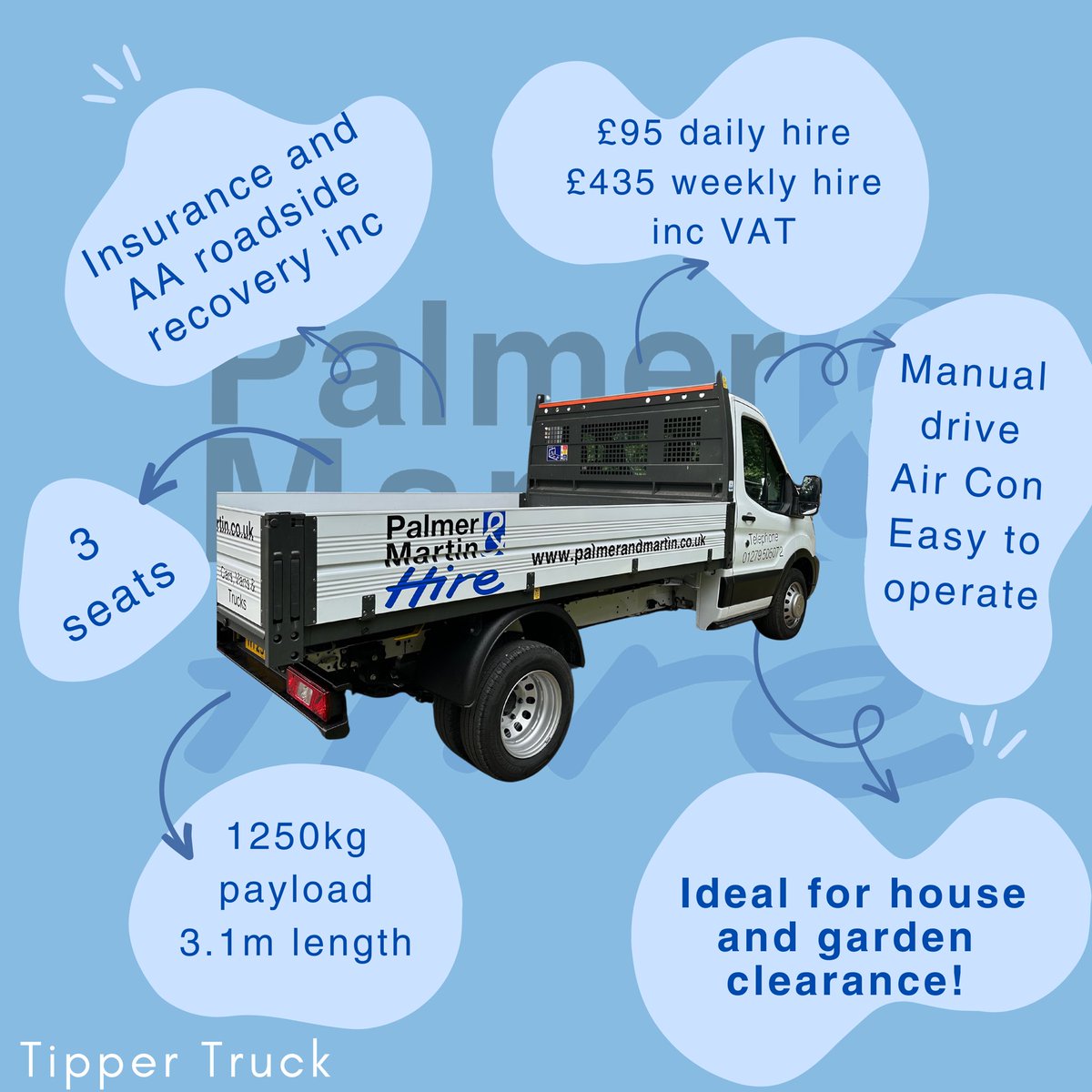 🚛 Big jobs need big muscle! 💪
Our tipper trucks are ready to move whatever you need — fast, safe, and with zero hassle.

Book yours now and keep your project rolling! 🚧

📞 Call us today on 01279 505072
🌐 Book online palmerandmartin.co.uk