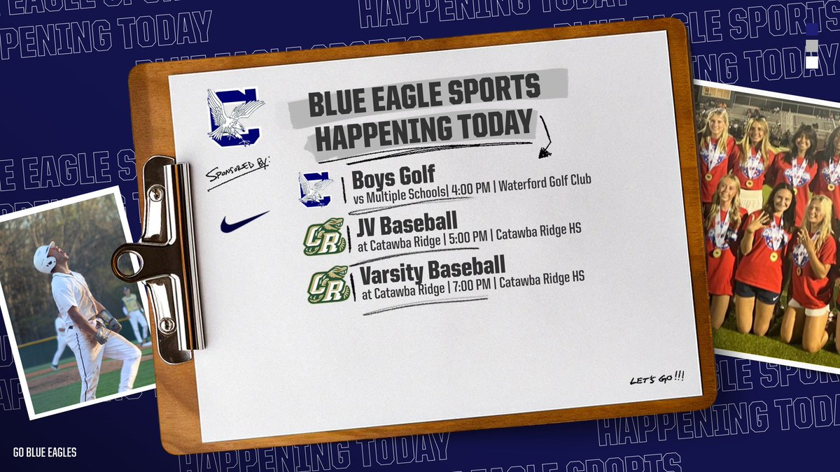 BlueEagleAD (@blueeaglead) on Twitter photo Blue Eagle sports are in action today! Here's your daily schedule of events. Show up, be loud, and support our athletes! #GoBlueEagles <a href="/CHS_BlueEagles/">Clover High School</a> <a href="/9GC_BlueEagles/">9GC_BlueEagles</a> Blue Eagle sports are in action today! Here's your daily schedule of events. Show up, be loud, and support our athletes! #GoBlueEagles <a href="/CHS_BlueEagles/">Clover High School</a> <a href="/9GC_BlueEagles/">9GC_BlueEagles</a>