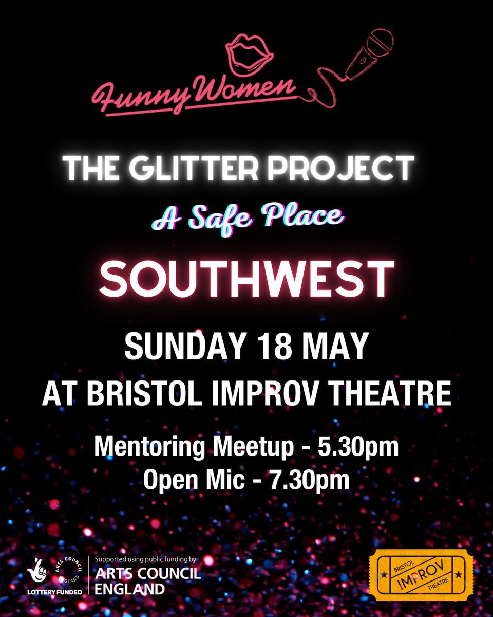 Funny Women (@funnywomen) on Twitter photo Join us for our last Glitter Project Southwest event at <a href="/BITheatre/">The Bristol Improv Theatre</a> on Sunday 18 May! We'll be hosting a comedy mentoring session followed by an incredible open mic night, plus tickets are FREE! Book now funnywomen.com/events/ Join us for our last Glitter Project Southwest event at <a href="/BITheatre/">The Bristol Improv Theatre</a> on Sunday 18 May! We'll be hosting a comedy mentoring session followed by an incredible open mic night, plus tickets are FREE! Book now funnywomen.com/events/