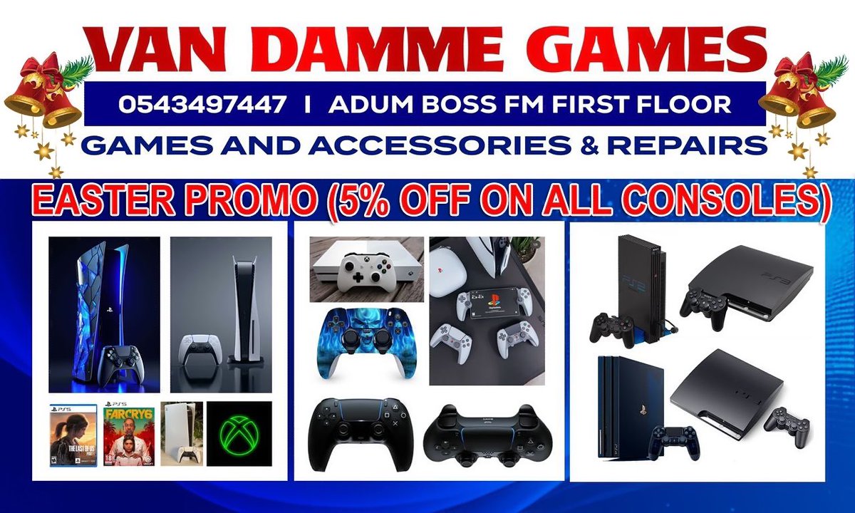 ramboplaya20's tweet image. EASTER PROMO STILL ON 
#VAN DAMME GAMES
#BOSS FM FIRST FLOOR
#ADUM KUMASI