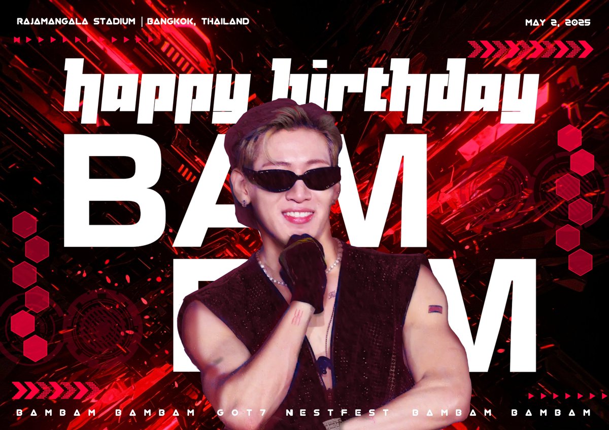 📢2025 BamBam Birthday Poster❗️

Sharing a special poster for you to celebrate BamBam’s birthday with!

🔗tinyurl.com/HBDBB2025

🖨️You can print your banner &amp; bring it to NESTFEST in BKK on May 2nd or use it anywhere when celebrating early!
🤳Snap a pic, post it with your