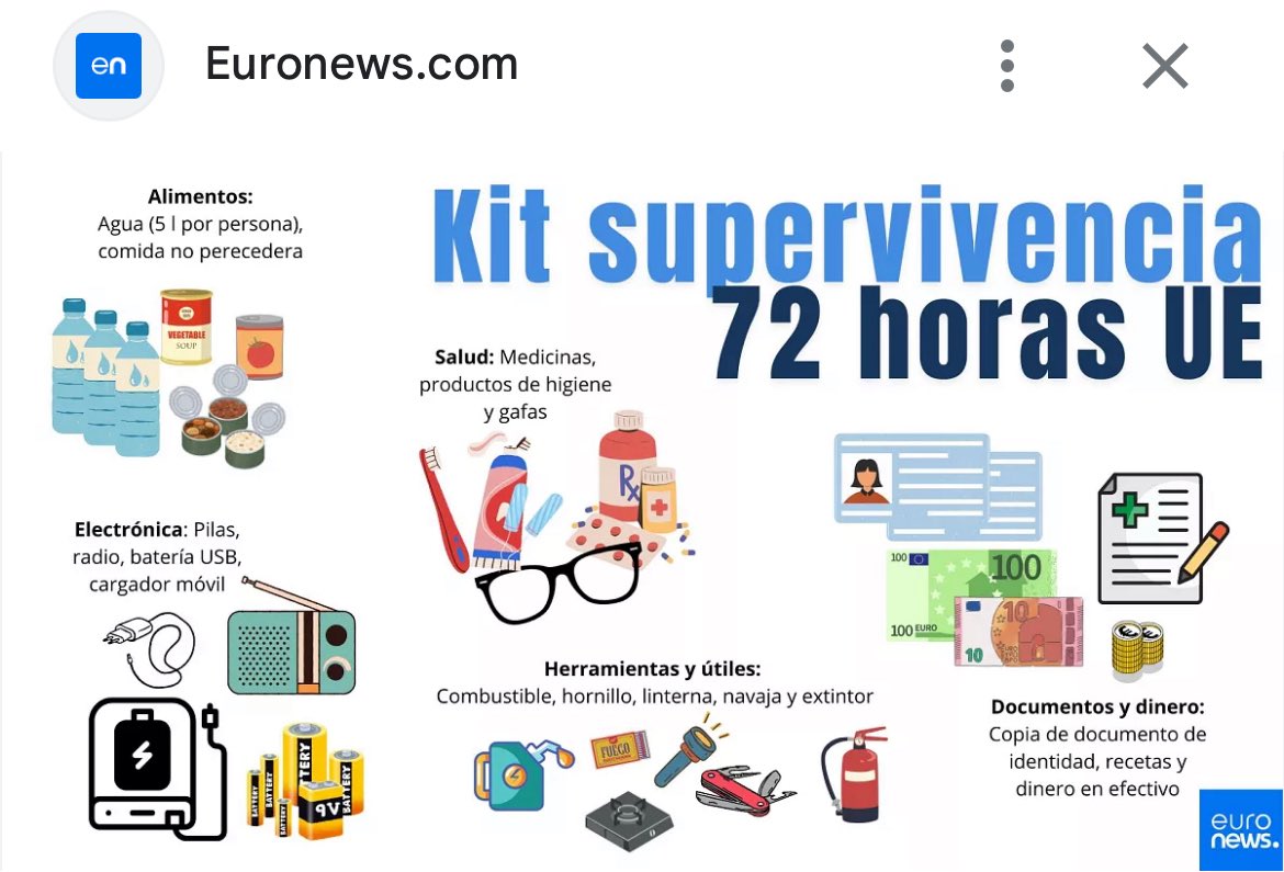 alejandrocrnz's tweet photo. Recordemos que desde marzo la unión europea viene mencionando lo de tener todos un kit de emergencia para 72 horas 🚨#apagon https://t.co/sdV8likvU0