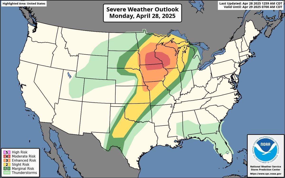 TORNADO OUTBREAK is possible today across the Midwest!

This remains a somewhat conditional risk, but if discrete supercells fire, long-tracked and strong tornadoes would be likely. Very large hail and damaging winds are also possible.

We will be LIVE later today with severe