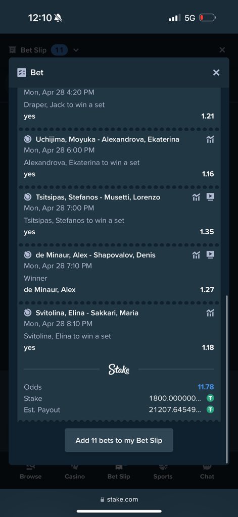 Tennis 🎾 on Stake 

76 odds stake.com/sports/home?be…

12 odds stake.com/sports/home?be…

REGISTER A STAKE ACCOUNT VIA LINK stake.com/?c=f213c5ba25&…

Use Promo code banks for weekly airdrops and bonuses 

Dm t.me/JoyEpos bet deposit enquiries, 💯 reliable. ✅
 
Join