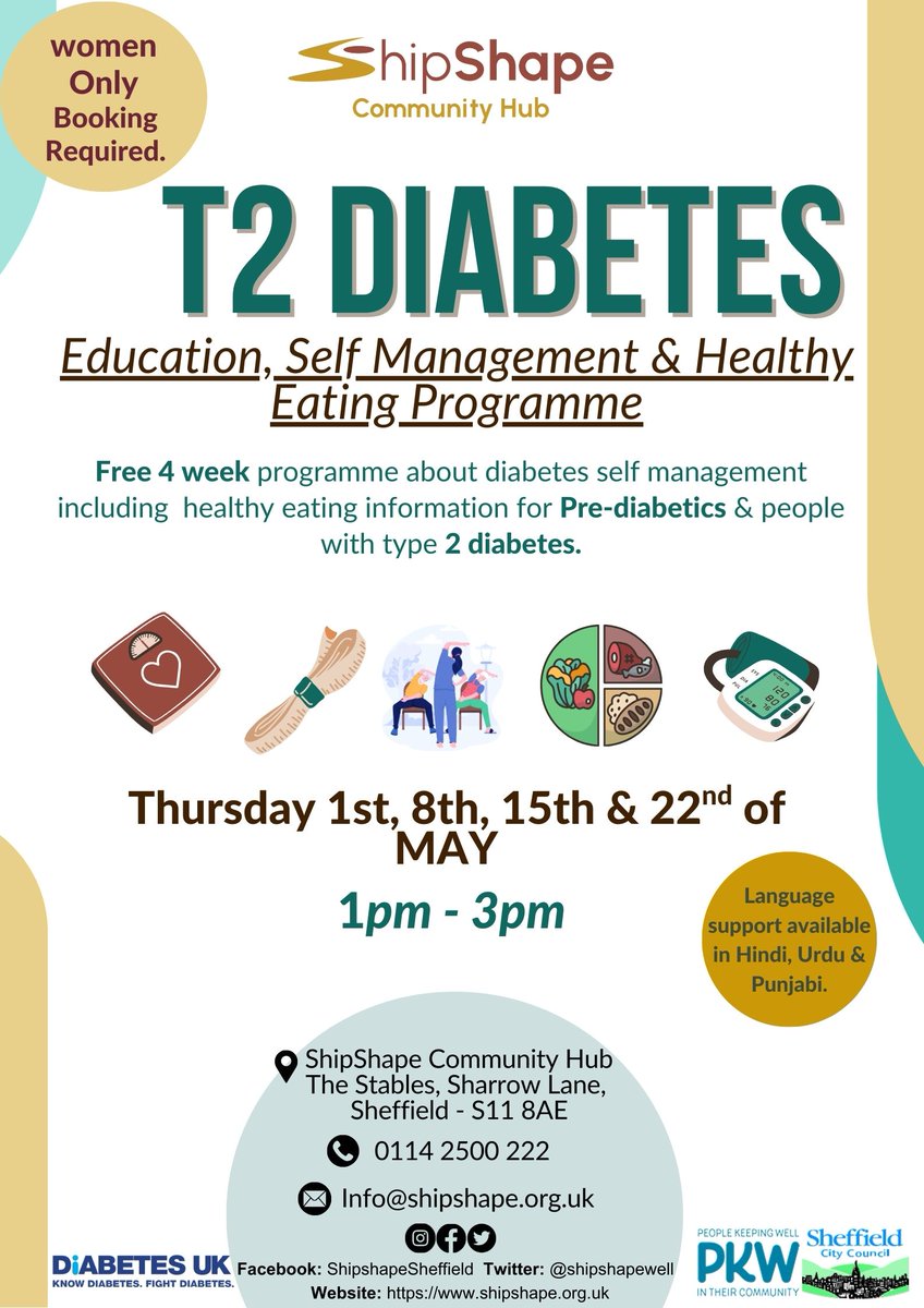 FREE Type 2 Diabetes Education Programme at Shipshape. Starting in May 2025 PLEASE NOTE WOMEN ONLY