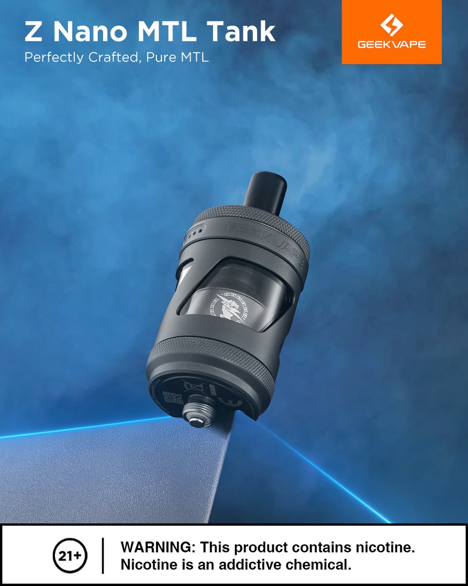 GeekvapeTech's tweet photo. Precision in Every Puff. 🔹
The Z Nano MTL Tank — where craftsmanship meets pure MTL perfection. Ready to elevate your vaping experience?
#GeekVape #ZNanoMTLTank #PureMTL #VapeCraft #MTLVape #21Plus https://t.co/QP9mGZnJzD