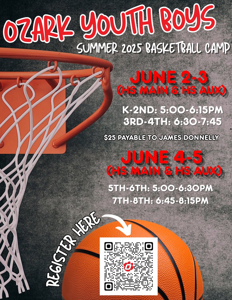 Our youth basketball summer camp is almost a month away! We would love to see you the first week of June! Go Tigers! Follow the link or scan the QR code to sign up! docs.google.com/forms/d/e/1FAI…