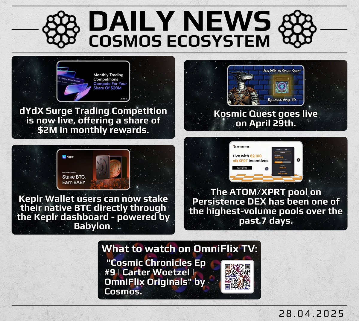 ✅ Show your support with RT

🙌 We keep spreading the word!

$DYDX $DGN $BABY $ATOM $XPRT $FLIX

<a href="/dYdX/">dYdX</a> <a href="/cryptodungeonma/">Dungeon 🐉🎮⚛️</a> <a href="/keplrwallet/">Keplr Wallet 🔭</a> <a href="/babylonlabs_io/">Babylon</a> <a href="/PersistenceOne/">Persistence One 🟠🔁</a> <a href="/OmniFlixNetwork/">OmniFlix Network ⚛️🎬</a>