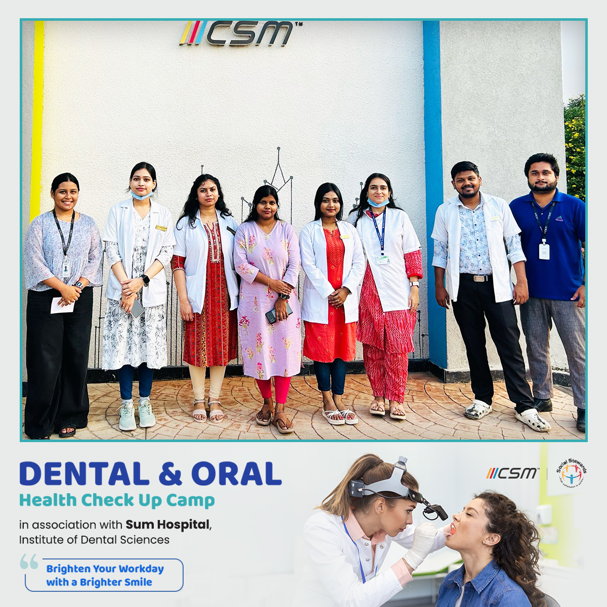 CSMTechnologies's tweet photo. Our Dental & Oral Health Check-Up Camp with Sum Hospital & Institute of Dental Sciences was a success! Employees took proactive steps toward better oral health. Huge thanks to all participants & the medical team!
#DentalHealth #WellnessAtWork #EmployeeWellbeing #LifeAtCSM https://t.co/aLaIs6lmVg