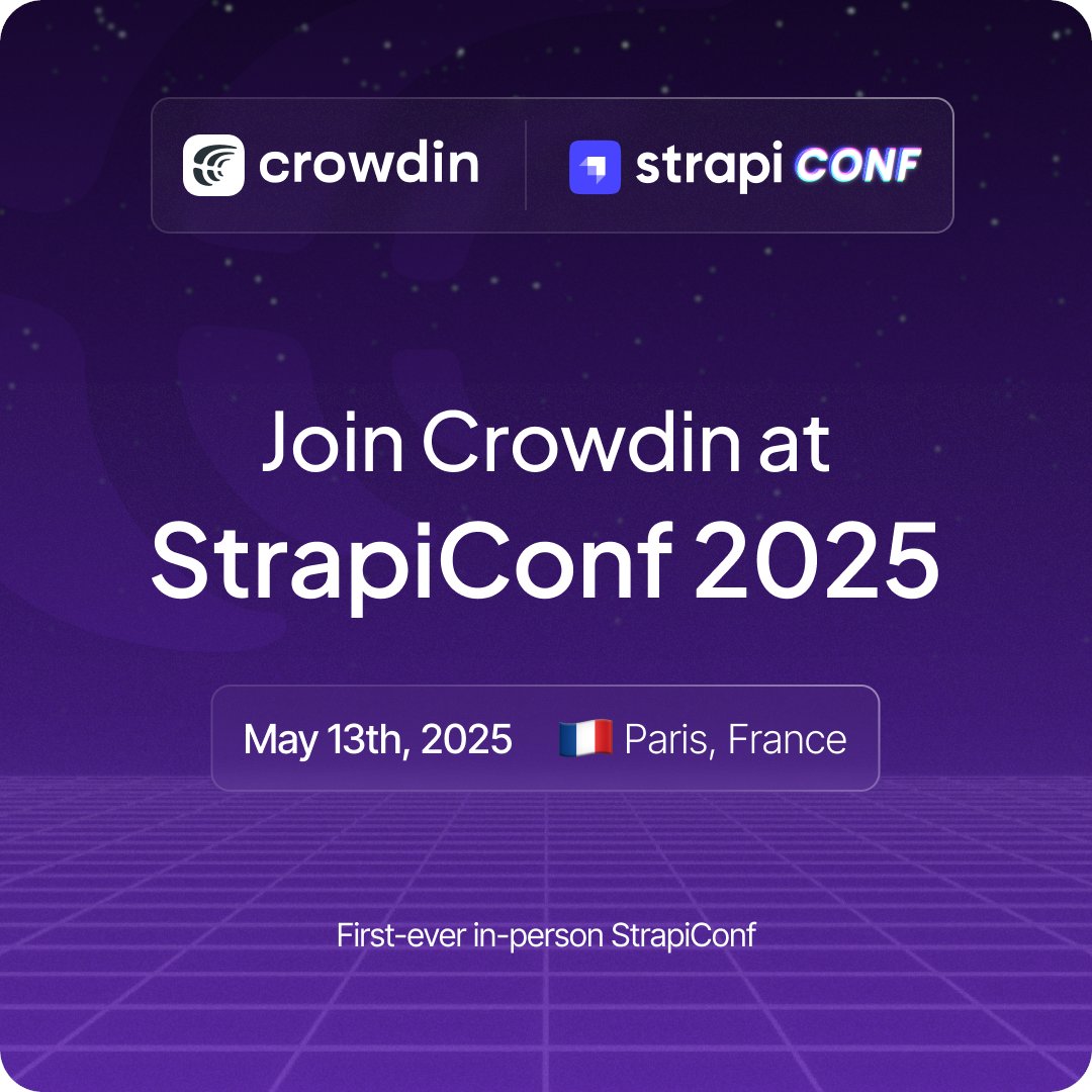 Crowdin is heading to #Strapiconf by <a href="/strapijs/">Strapi</a>.
Come say hi, we’ve got plenty to share!