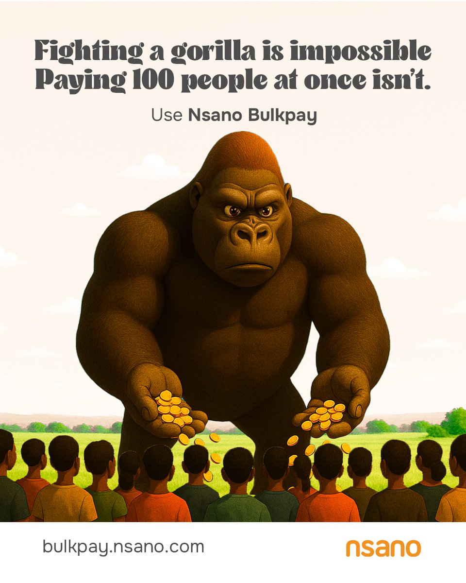 We don’t know if 100 men can defeat one gorilla, but we sure know Nsano Bulkpay can send money to all 100 people in one click. Learn more 👇🏼

bulkpay.nsano.com