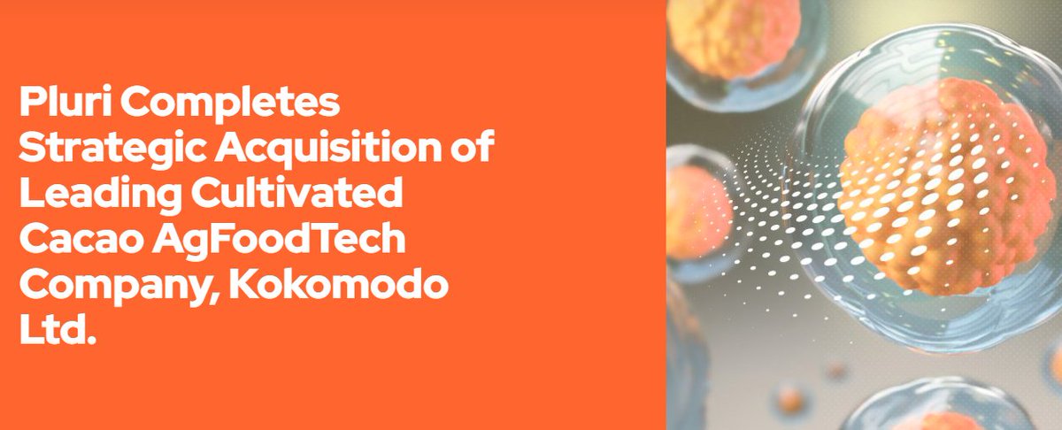 Pluri (@pluribiotech) on Twitter photo 📢 We’ve completed our acquisition of 71% of cultivated cacao leader Kokomodo Ltd.
This step combines Pluri’s scalable cell tech with Kokomodo’s innovation to advance sustainable, climate-resilient cacao. 🍫🌱 lnkd.in/d6Rst_c2
#Pluri #Kokomodo #FoodTech #Sustainability 📢 We’ve completed our acquisition of 71% of cultivated cacao leader Kokomodo Ltd.
This step combines Pluri’s scalable cell tech with Kokomodo’s innovation to advance sustainable, climate-resilient cacao. 🍫🌱 lnkd.in/d6Rst_c2
#Pluri #Kokomodo #FoodTech #Sustainability