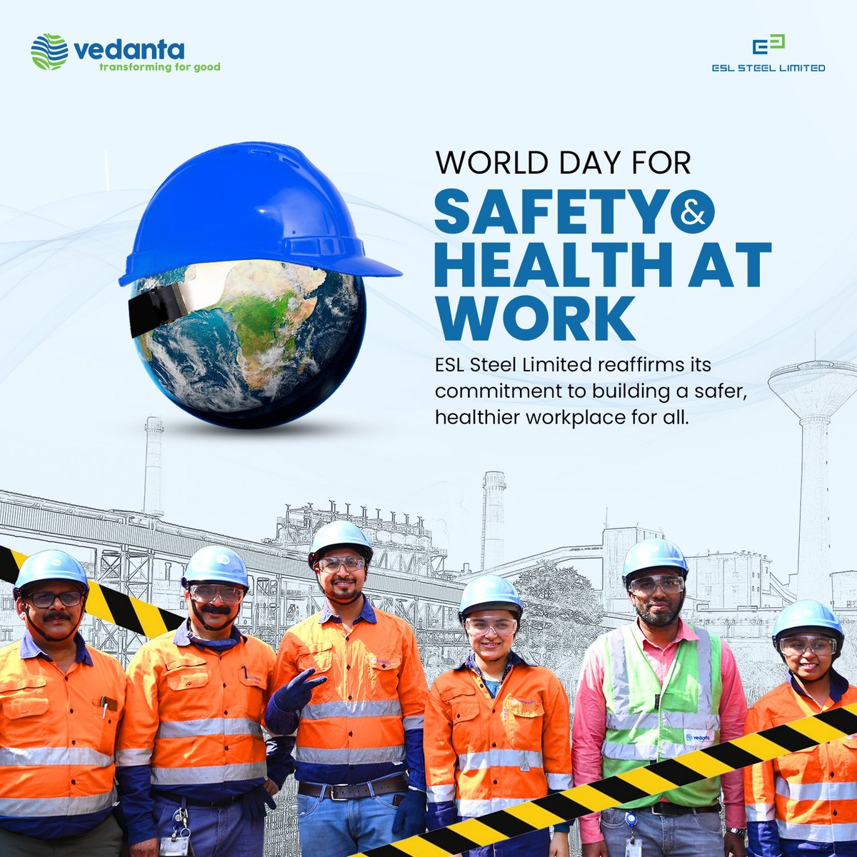 At ESL Steel Limited, we stand strong in our commitment to a safer, healthier workplace because when we care for our people, we shape a stronger tomorrow.

#WorldDayForSafetyAndHealthAtWork #SafeWorkplace #ESLCares #TransformingForGood