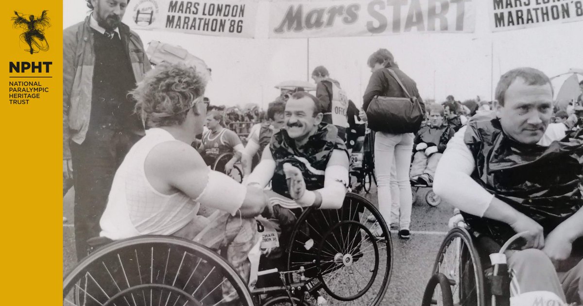 Missing the #londonmarathon2025 already?

We thought we'd share this brilliant image from the 1986 #London #Marathon. Welsh Paralympic wheelchair athlete Chris Hallam (pictured left) finished 3rd in the men's wheelchair race. His training partner and fellow Paralympian John