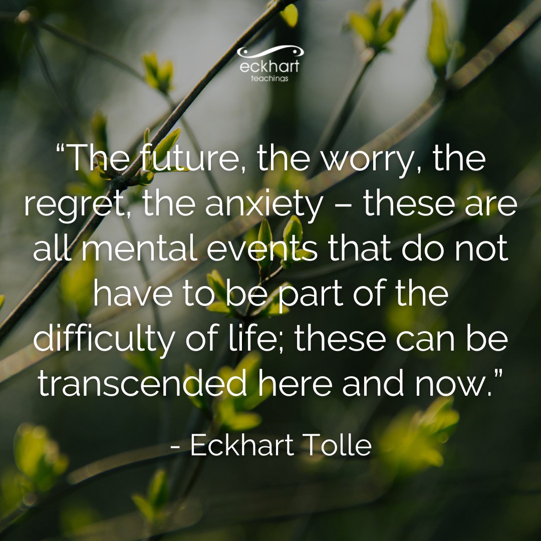 “The future, the worry, the regret, the anxiety – these are all mental events that do not have to be part of the difficulty of life; these can be transcended here and now.” - Eckhart Tolle