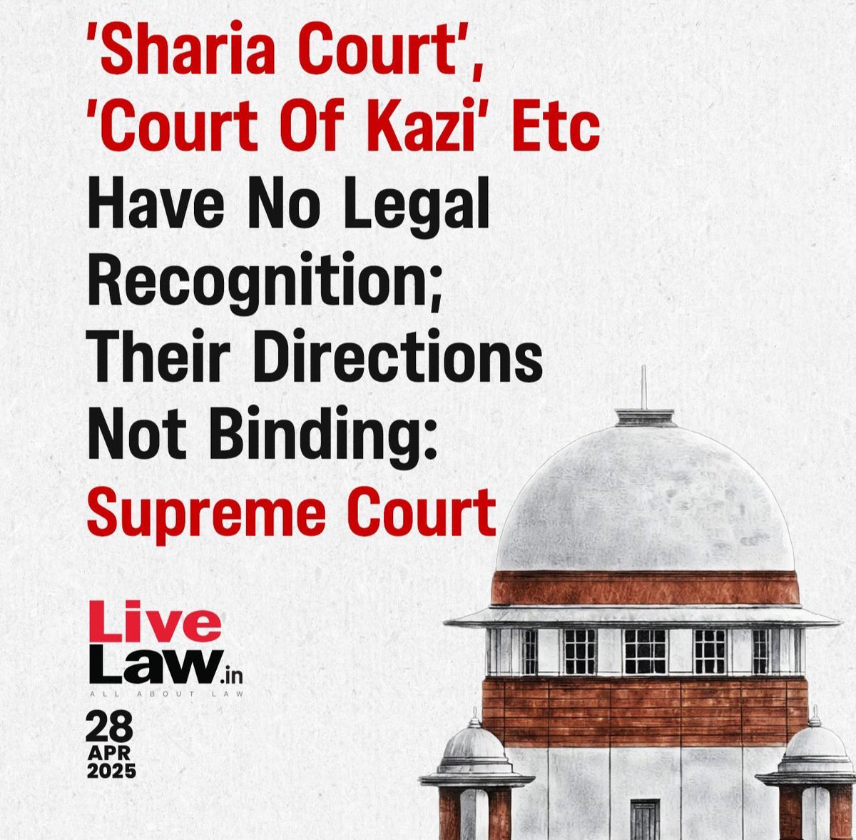 SKavalakat's tweet image. #SupremeCourt - ശരിയത്ത് കോടതികൾക്ക് നിയമപരമായ അംഗീകാരമില്ല. 'ശരീയത്ത് /കാസി കോടതികൾക്ക്' നിയമപരമായ അംഗീകാരമില്ല; അവരുടെ നിർദ്ദേശങ്ങൾ ബാധകവുമല്ല🔥
നിയമവാഴ്ചയ്ക്ക് വലിയ വിജയവും #UniformCivilCode ലേക്ക് ഒരു ചുവട് കൂടി അടുത്തും