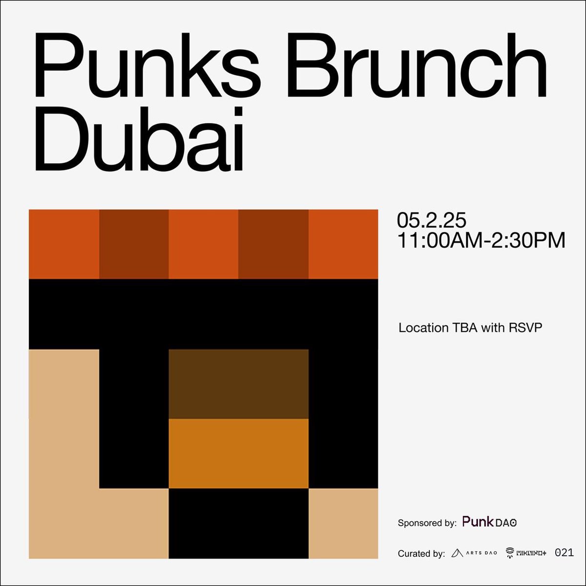We are also hosting the <a href="/cryptopunksnfts/">CryptoPunks</a> brunch in Dubai !!

There is only one name you should think of when you think Dubai - <a href="/arts_dao/">Arts DAO</a>