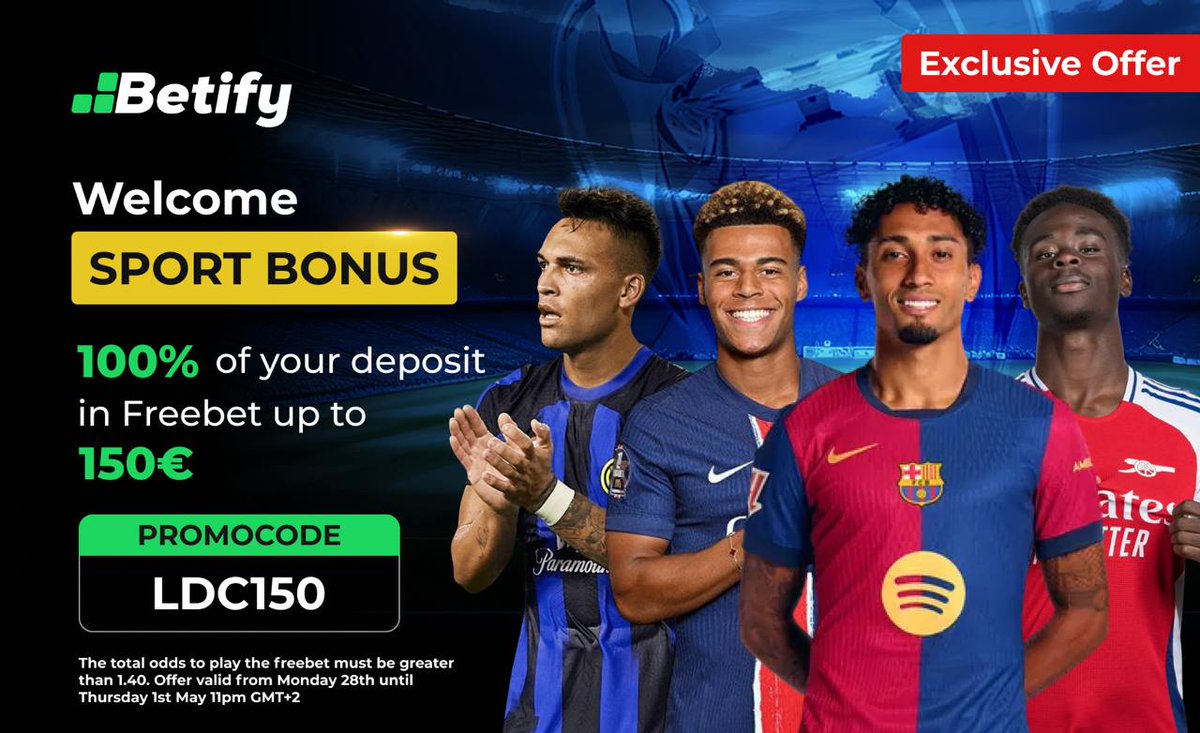 This week Betify DOUBLES their deposit bonus💯

Deposit up to €150 and get a matching freebet. Freebet is completely wager free!🤝

This week you get 1 month of my premium service for free if you deposit on Betify through my link (Value €50)

bit.ly/Sjakktrekk