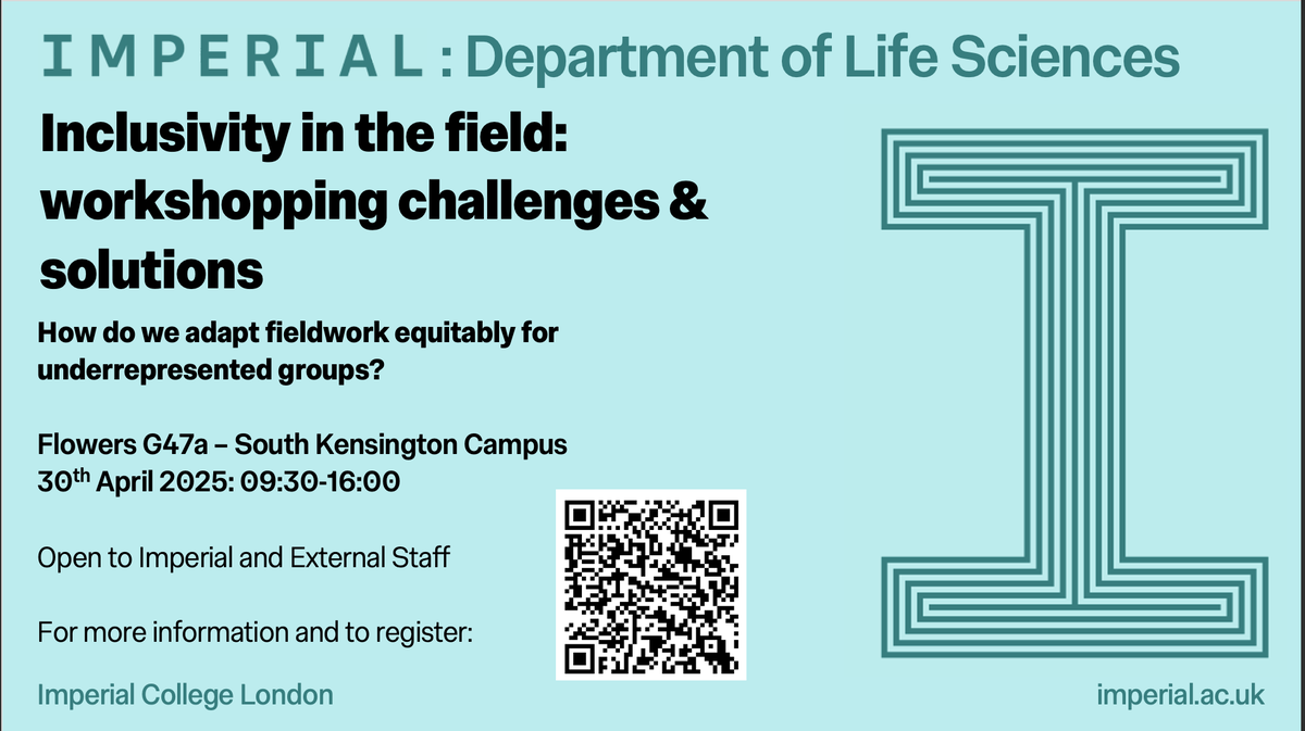 Inclusivity in the field: workshopping challenges &amp; solutions (30 April 2025)
blogs.imperial.ac.uk/early-career-r…
#fieldwork #equity #teaching #inclusivity #HE #geography #biosciences #lifesciences #ecology  #geology #environmentalsciences