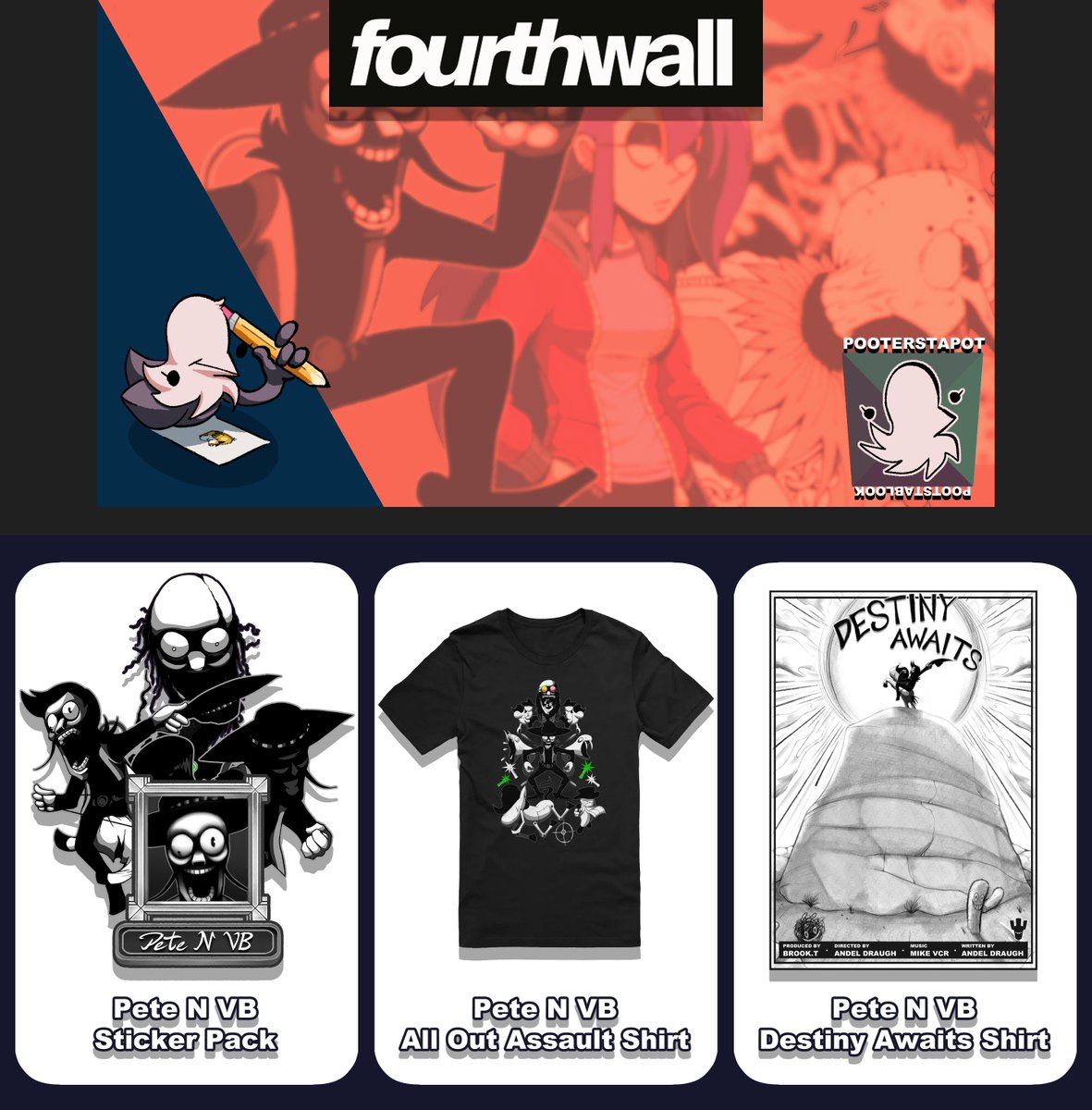 Lillbirb's tweet image. Some of you may have heard that I made some Pete N VB merch!
This may be the end of Pete N VB's journey, but the beginning of this! So if you want a friend inside your house then now's your chance!
In the form of stickers, a shirt and a poster!
(Can be found in the replies.)