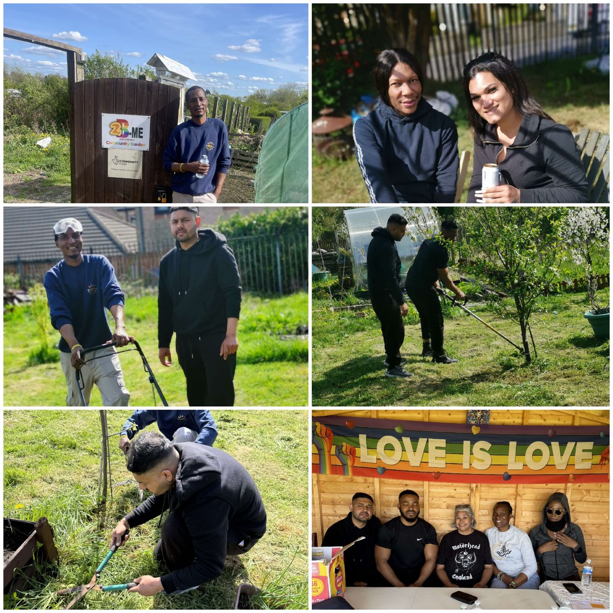 A beautiful day at the Free2B-Me Community Garden, grass cut, veggies growing and plenty of cool drinks🤗🦋🌼