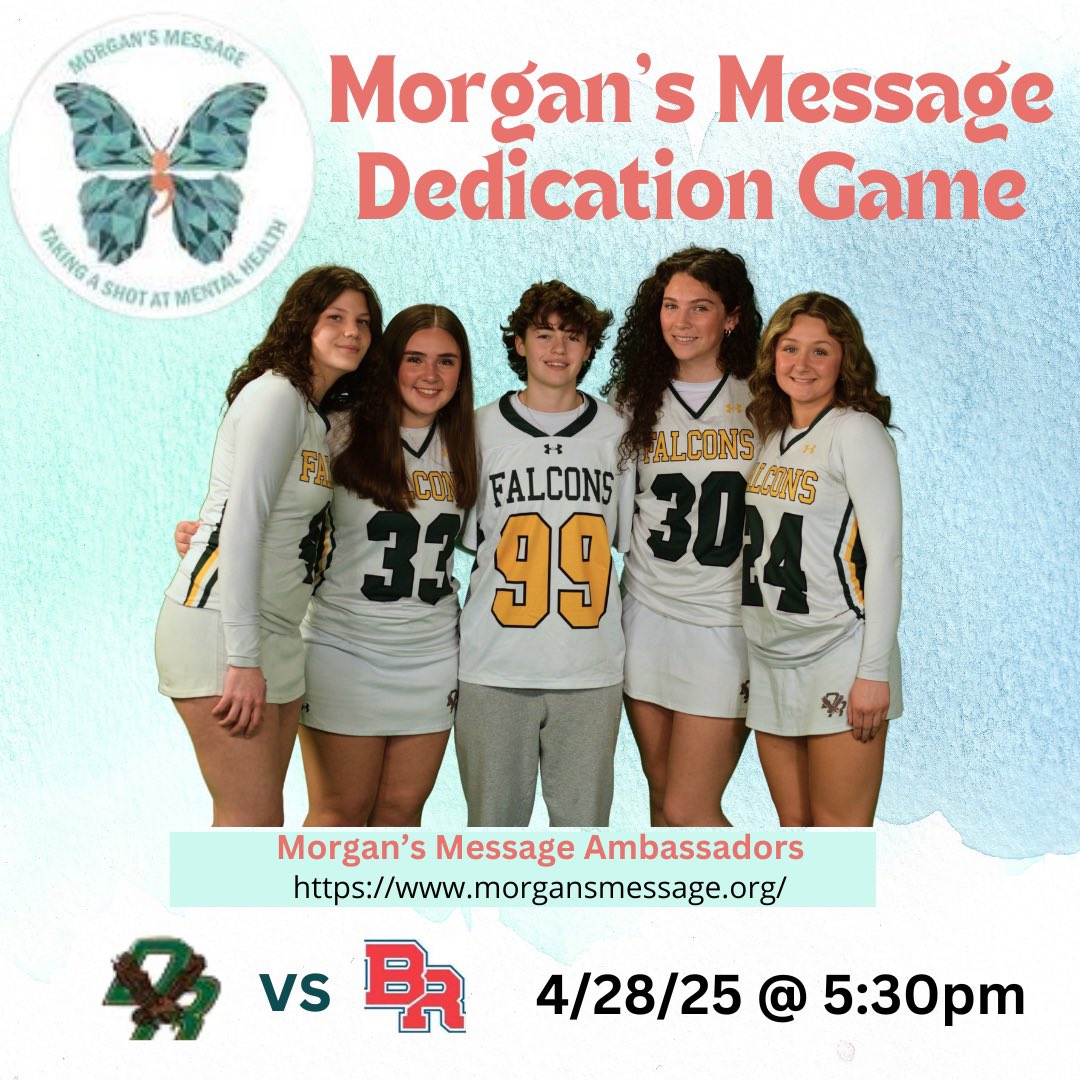 DRGirlsLacrosse (@drgirlslacrosse) on Twitter photo It’s a special day as we host <a href="/BRGirlsLacrosse/">BR Trojans Girls Lacrosse</a> for our Third Annual <a href="/MorgansMessage/">Morgan's Message</a> Dedication Game at 5:30 pm (JV at 4:00–please note time change)…Mental health is just as important as physical health 💚💛 #BeCommitted #BeDetermined #BeATeamPlayer #drgl2025 It’s a special day as we host <a href="/BRGirlsLacrosse/">BR Trojans Girls Lacrosse</a> for our Third Annual <a href="/MorgansMessage/">Morgan's Message</a> Dedication Game at 5:30 pm (JV at 4:00–please note time change)…Mental health is just as important as physical health 💚💛 #BeCommitted #BeDetermined #BeATeamPlayer #drgl2025