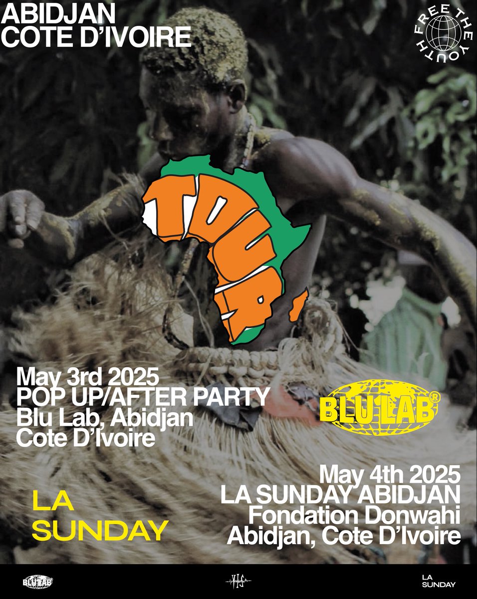 FREE THE YOUTH (@freetheyouth_gh) on Twitter photo ABIDJAN, YOU’RE NEXT! 🇨🇮
May 3rd – Pull up to BLU lab for the ultimate pop-up experience. Exclusive drops, good energy and an after party!
May 4th – We shut it down at <a href="/Lasundayabidjan/">LA SUNDAY ABIDJAN</a> – the ultimate party to celebrate culture, creativity, and community.
Abidjan, let’s go! ABIDJAN, YOU’RE NEXT! 🇨🇮
May 3rd – Pull up to BLU lab for the ultimate pop-up experience. Exclusive drops, good energy and an after party!
May 4th – We shut it down at <a href="/Lasundayabidjan/">LA SUNDAY ABIDJAN</a> – the ultimate party to celebrate culture, creativity, and community.
Abidjan, let’s go!