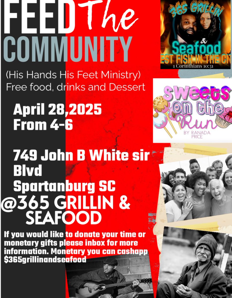 365 Grillin & Seafood (@365grillin) on Twitter photo TODAY AT 4PM TO 6PM AT 749 JOHN B WHITE BLVD!!! FREE FOOD FREE FOOD!!! <a href="/Spartanburg1400/">Fox Sports Spartanburg 98.3FM</a> <a href="/TheFanUpstate/">The Fan Upstate</a> <a href="/Calebphotoz/">Caleb Kelly</a> <a href="/GoUpstate/">Herald-Journal</a> <a href="/Be100RADIOSC/">BE100 RADIO South Carolina</a> TODAY AT 4PM TO 6PM AT 749 JOHN B WHITE BLVD!!! FREE FOOD FREE FOOD!!! <a href="/Spartanburg1400/">Fox Sports Spartanburg 98.3FM</a> <a href="/TheFanUpstate/">The Fan Upstate</a> <a href="/Calebphotoz/">Caleb Kelly</a> <a href="/GoUpstate/">Herald-Journal</a> <a href="/Be100RADIOSC/">BE100 RADIO South Carolina</a>