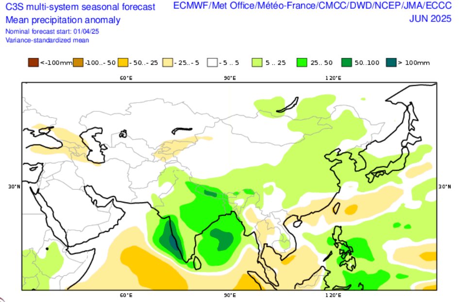 IndiaWeather13's tweet photo. #Monsoon 2025 Long Range Forecast

June: above normal rains
July: above normal rains
August: normal rains
September: above normal rains

Northeast india likely to have another below normal season

Central india &amp; West Coast above normal to excess.
#Monsoon2025 #WeatherUpdate https://t.co/X2EXvj5MJJ
