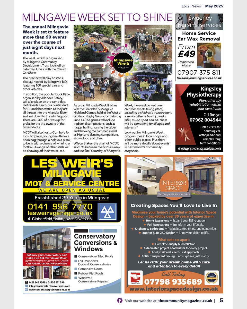 Milngavie Week Set to Shine – The annual Milngavie Week is set to feature more than 60 events over the course of just eight days next month. Full story, and for the rest of our e-edition, CLICK HERE: tinyurl.com/mv7b9czu