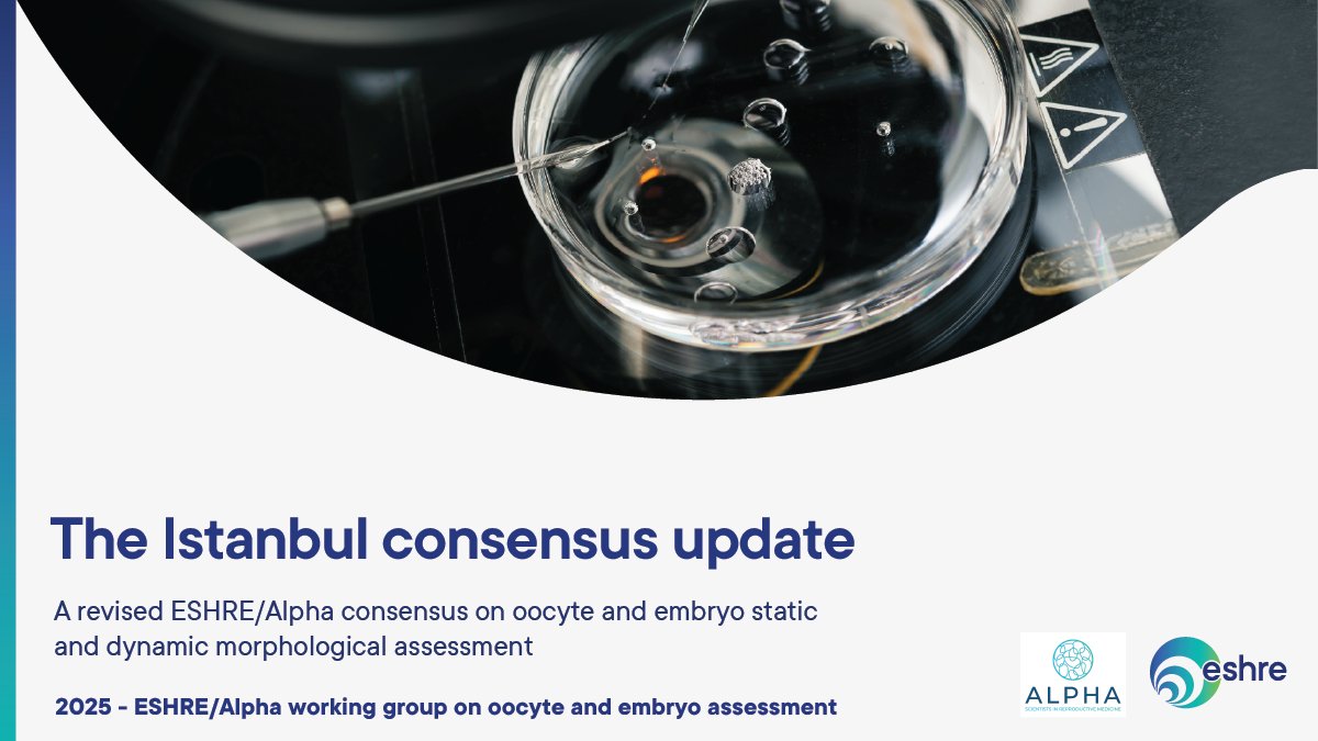 ESHRE (@eshre) on Twitter photo 📢 Just Released: The Updated Istanbul Consensus!
#ESHRE + Alpha Scientists unveil the first update since 2011 on oocyte, zygote & embryo assessment.
Powered by timelapse tech & morphokinetics, it sets new standards for IVF labs.
🔗doi.org/10.1093/humrep…
<a href="/alphascientists/">Alpha Scientists</a> 📢 Just Released: The Updated Istanbul Consensus!
#ESHRE + Alpha Scientists unveil the first update since 2011 on oocyte, zygote & embryo assessment.
Powered by timelapse tech & morphokinetics, it sets new standards for IVF labs.
🔗doi.org/10.1093/humrep…
<a href="/alphascientists/">Alpha Scientists</a>