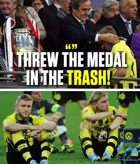 🗣️ Jakub Błaszczykowski: “After losing the 2013 Champions League final, I threw the medal in the trash.

My wife picked it up but didn’t tell me. 2 years ago, I looked at my memorabilia and asked her, ‘Where’s my medal?’ She said, ‘After 10 years, you asked me. I can give it back