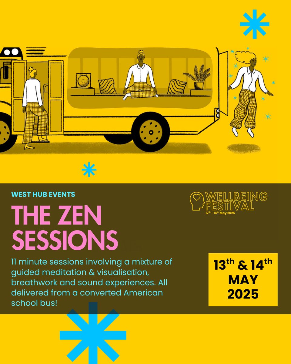 🌿 The West Hub Wellbeing Festival presents... The Zen Sessions! 🌿

🧘‍♀️✨ 13–14 May | Outside the West Hub

Step aboard a converted American school bus and discover the power of 11 minutes of calm!

Through a unique blend of guided meditation, breath work, visualisation, and