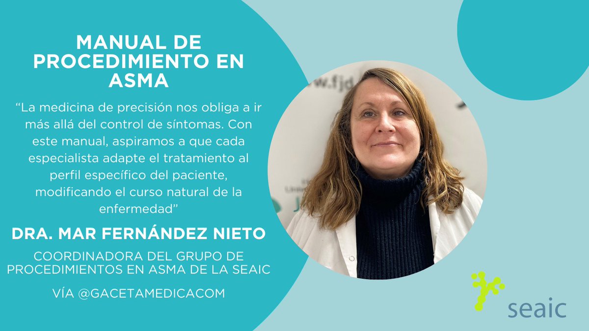 SEAIC (@seaic_alergia) on Twitter photo 📖Desde la SEAIC hemos lanzado el 'Manual de Procedimiento en #Asma', junto <a href="/AstraZenecaES/">AstraZeneca España</a>
El documento aboga por un cambio de paradigma del enfoque tradicional basado en síntomas para adaptar el tratamiento al fenotipo del paciente.
¡No te lo pierdas!👉🏻 pmsl.es/1rq 📖Desde la SEAIC hemos lanzado el 'Manual de Procedimiento en #Asma', junto <a href="/AstraZenecaES/">AstraZeneca España</a>
El documento aboga por un cambio de paradigma del enfoque tradicional basado en síntomas para adaptar el tratamiento al fenotipo del paciente.
¡No te lo pierdas!👉🏻 pmsl.es/1rq