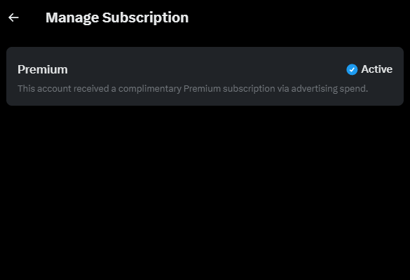 (un)funny fact about me!

Yes, I have a blue checkmark. 
No, I've never payed a single penny for it!

It seems there's a ''feature'' that makes some accounts holders of a ''complimentary premium sub'', that you can't opt out...

What does that mean? who knows! but here I am 🫠