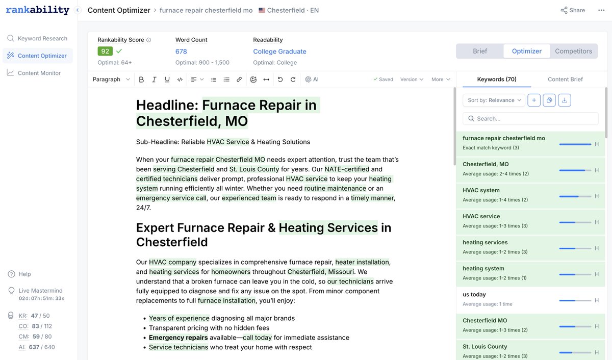 nathangotch's tweet photo. How do you get SEO clients when you're new?

Here's a two step process:

Step #1: Create an SEO Project in Your Target Niche

Let's say I'm targeting HVAC companies in St. Louis. 

I would build exact match domains that focus on their most important commercial keywords.

If the metros are too competitive, then go after surrounding cities. 

For example: "furnacerepairchesterfieldmo DOT com"

An EMD will crush the competition:

Then just create a highly-relevant one-pager using NLP:

Step #2: Use Risk-Reversal

When you're new, you need to take on all the risk to earn clients. 

I recommend this offer:

✅ Micro SEO Audit ($47 - $99)  + 100% Money Back Guarantee

How to deliver:

▪️ Identify high impact opportunities

▪️Create a report that categorizes the opportunities from level 1-3 (1 = highest impact)

▪️Record a Loom video explaining the findings

▪️Book a call to discuss the findings

On the call, offer to execute the changes and create a custom proposal (with Canva).

Hope that helps! Good luck