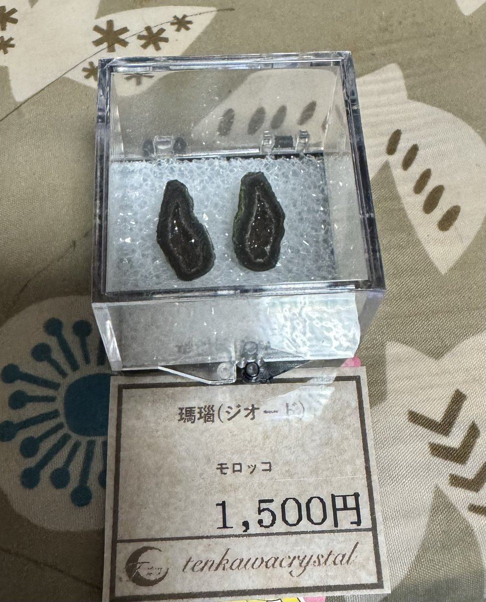siginnnotuki1's tweet image. 石ふしぎ2日目戦利品②
ちっちゃい瑪瑙ジオード😍
この後ピアスとイヤリングにして着けて歩きます。
#石ふしぎ大発見展