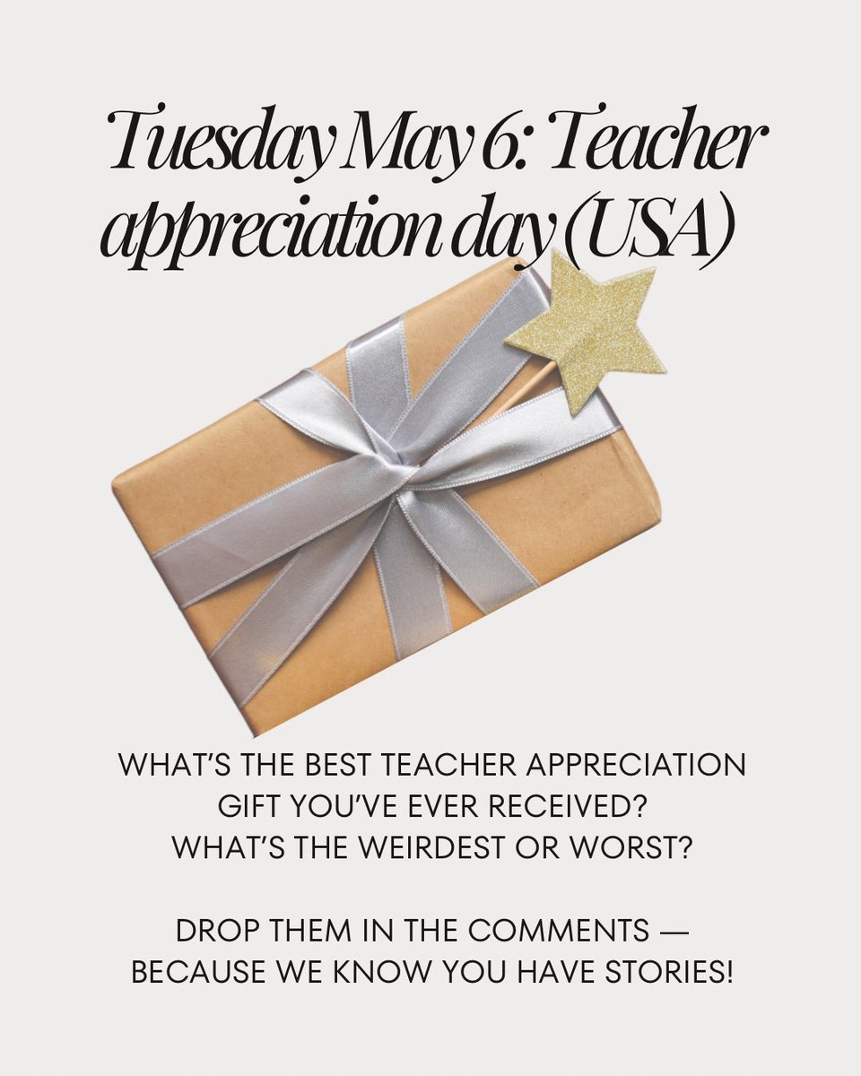 LearnwithBailey's tweet photo. What’s the best Teacher Appreciation gift you’ve ever received?
What’s the weirdest or worst?

Drop them in the comments — because we know you have stories!

#teacherappreciationday #teachergifts #tpt #teacherlife #celebrateteachers https://t.co/YY5R3DxrDY