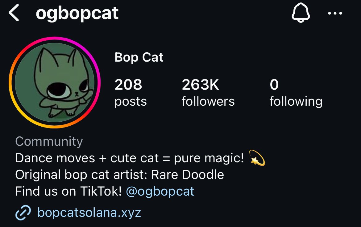 $Bongo is 11M
$Michi is 24M (Gmichi btw. Ath’s soon)
#OIIAOIIA is 7.7M

$Bop is the MOST followed crypto native coin EVER

I’m gonna say it again. There is not ONE crypto native coin with a bigger reach than bop. It’s sitting at 700k

F5hqdbykXuksp8P78CAZenSvpPShAYKrP2U2MiZMdgFN